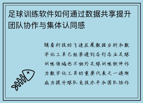 足球训练软件如何通过数据共享提升团队协作与集体认同感